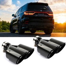 For Dodge Durango 98-25 2.5 Inlet Carbon Quad Exhaust Tips Dual Wall Stainless