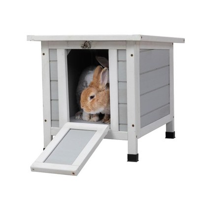 SANDINRAYLI Outdoor Cat House Weatherproof, Wooden Rabbit Hutch Bunny Cage Ch...