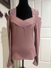 Shein Pink Cold  Shoulder Blouse