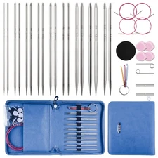 Froggod 9-Pair Aluminum Interchangeable Circular Knitting Needles US1-7 Set