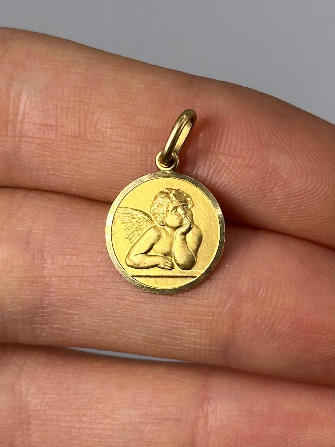 Solid 18K Yellow Gold Raphael Cherub Guardian Ang… - image 1