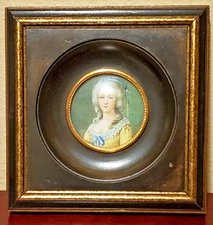Antique Miniature Portrait Painting of a Lady by Roslin on Ivory 18C Framed