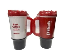 2 Pack PhilMor Insulated Coffee Mugs 24oz Pilot Flying J Save On Refills