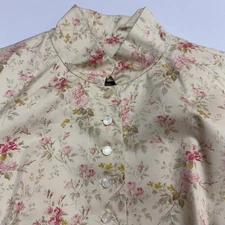 Ralph Lauren Womens Blouse Medium Victorian Style Button Front Floral Print EUC