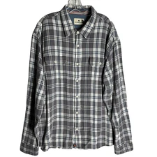 NWT THE NORMAL BRAND Mens Long Sleeve Button Down Shirt Gray Plaid Cotton 2XL