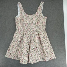 Lili Sidonio Molly Bracken Romper Sleeveless Colorful Shapes Pleated Scoop Neck.