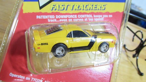 Fast Trackers Yellow Ford Boss Mustang Slot Car LIFE LIKE NEW CASE FRESH QIK SH - Picture 2 of 5
