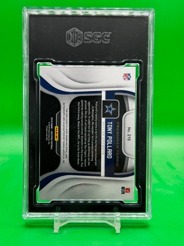 2019 panini certified Tony Pollard #219 Freshman Fabric Auto /15 Teal SGC 10 - Picture 2 of 2
