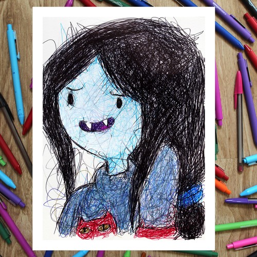 Marceline the Vampire Queen Ballpoint Pen Print, Adventure Time Art Poster - Picture 3 of 3