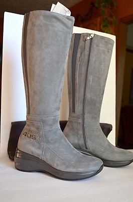 Women's Boots Leather Wedge 4Us Cesare Paciotti Italy Made Gray Crystals 6 $329