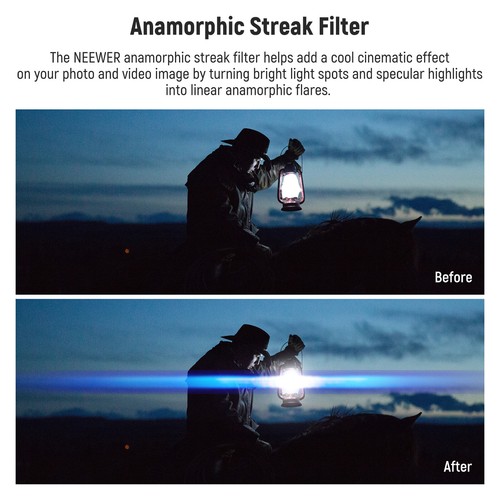 NEEWER 62mm Blue HD 360° Rotatable Anamorphic Flare Special Effects Lens Filter - Picture 3 of 8