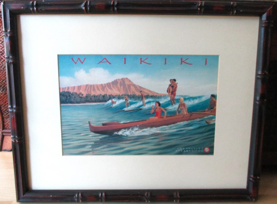 WAIKIKI SURFRIDERS LOS ANGELES STEAMSHIP CO ПЕЧАТЬ Керн Эриксон в рамке 16x20 - Изображение 2 из 4