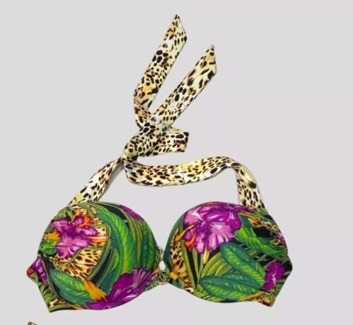 Victoria's Secret 36C Bombshell Add 2 Cups Push Up Bikini Top Swim Tropical