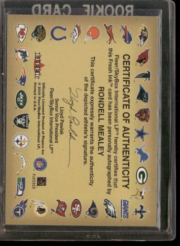 2000 Fleer Tradition #NNO Rondell Mealey Autogramm silber #/250 - Bild 2 von 2