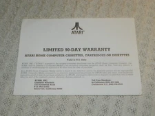 OEM 1982 Atari Computer Cassettes Cartridges Diskettes Warranty Paper CO60468
