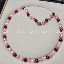 Fashion 8mm Multicolor Shell Pearl imitation pearl Round beads Necklaces 18-50''
