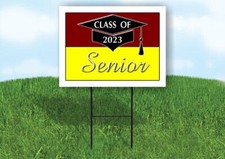 2023 SENIOR MAROON YELLOW 18inx24in Yard Road Sign w/ Stand