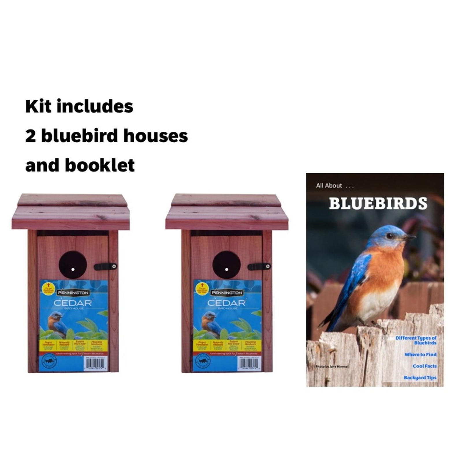 Pennington Red Cedar Bluebird Wild Bird House, 2 Pack 13'' Tall