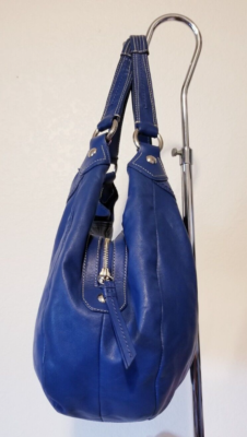 COACH BLUE Genuine LEATHER HOBO SHOULDER BAG WITH SILVER COACH BLUE Genuine LEATHER HOBO SHOULDER BAG WITH SILVER