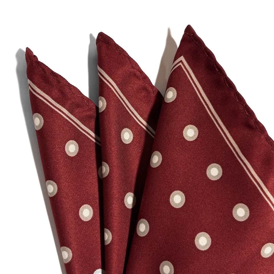 真丝锈棕色圆点口袋方形(手工制作) — 第 2/4 张图片