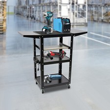 Rolling PC Cart Monitor Mount Mobile Computer Workstation Stand Adjustable Desk