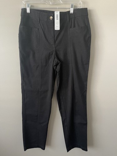 CHICO'S Straight Ankle Pants Women’s Size 0.5 (US Sz6) Black Chino Front pockets - Picture 2 of 8