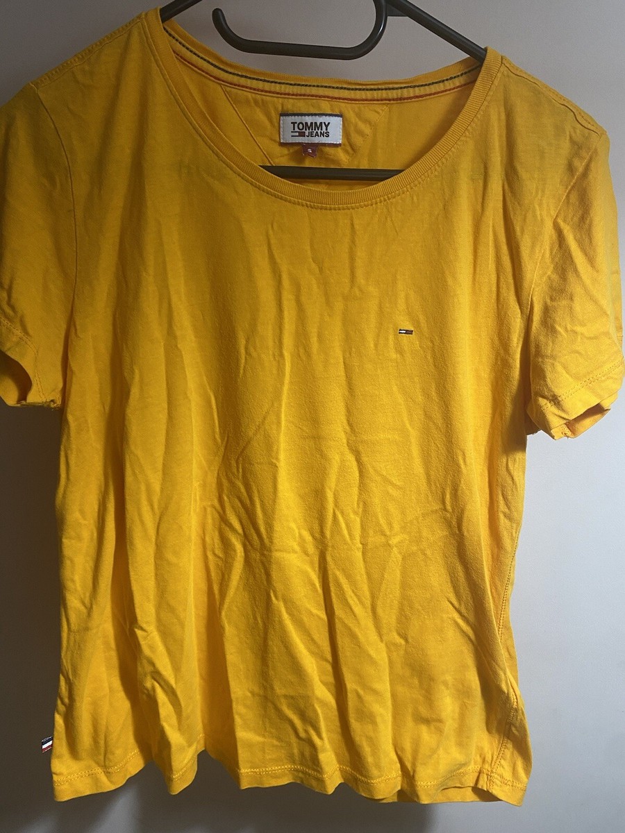 Tommy Hilfiger Women's T Shirt small plain yellow short sleeve