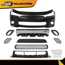 Front Bumper Cover Kit W/Upper Lower Grille Fit For 2015-2023 Dodge Charger SRT