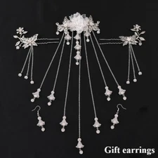 Flower Tassels Stick Hairpin Hair Clasp Earrings Headwear Hair Accessories