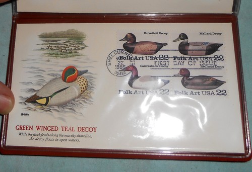 1985 FIRST DAY OF ISSUE STAMP COLLECTION by FLEETWOOD of 5 ANTIQUE DUCK DECOYS - Picture 12 of 14