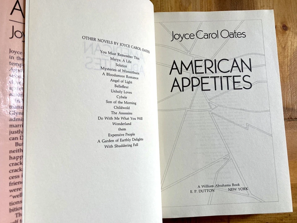 AMERICAN APPETITES by JOYCE CAROL OATES 1989 FIRST PRINTING HC/DJ MODERN NOVEL Foto 3 de 4