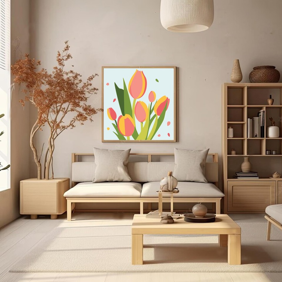 2 Pack Framed Paint by Number for KidsEasy Flower Painting Paint by