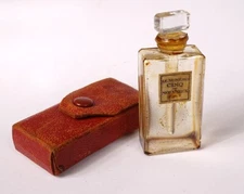Small miniature perfume bottle Molyneux Paris Number Five leather case 20th