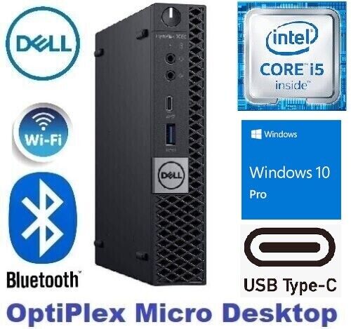 Dell Micro PC Intel Core i5 16GB RAM 500GB +M.2 Mini Tiny Desktop Windows 10 Pro - Picture 1 of 7