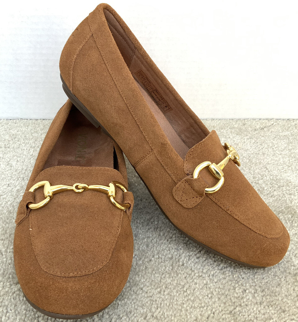 Horsebit Loafers Ladies Brown Suede Loafers Women's Vionic Bibiana