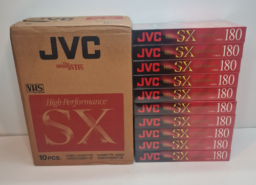 JVC SX High Performance E-180 Blank VHS Tape Cassettes x 10 Boxset New - Picture 2 of 13