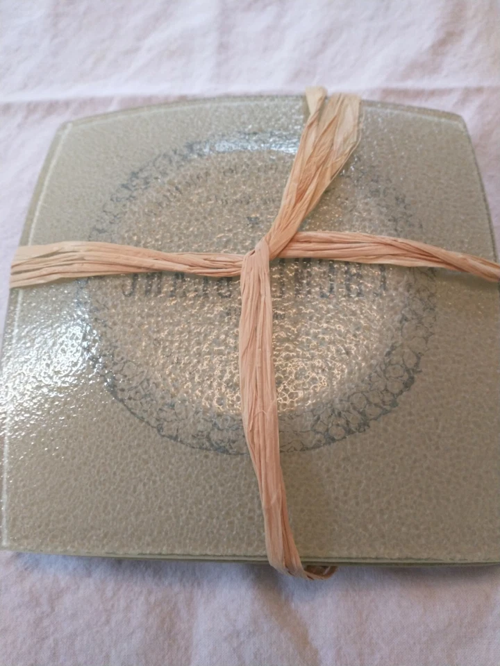 (4) Platos para servir de vidrio transparente con motivo francés Chenin Blanc hechos a mano en Turquía Foto 2 de 3