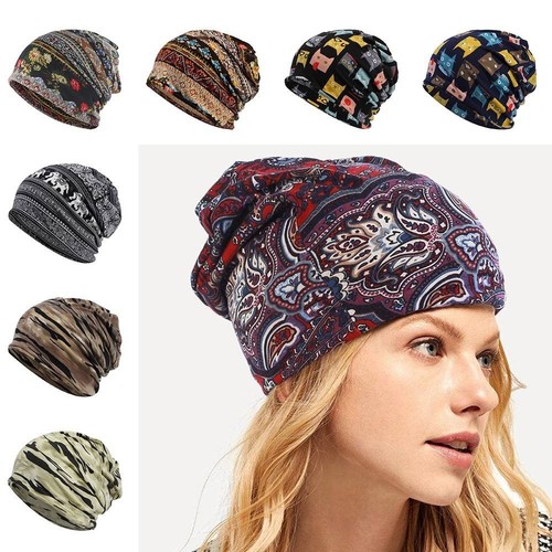 Stretch Women's Slouchy Beanies Soft Fabric Turban Headwear Spring Summer