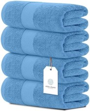 Luxury Bath Towels - Cotton Hotel spa Towel 27x54 4-Pack Light Blue 700 GSM
