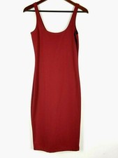 Cotton On Women's Dress Size S Maroon Red Sleeveless Stretchy Fitted Rear Slit