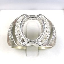 Sterling Silver 925 Semi-Mount Ring Setting Men's Oval 9 x 10 mm. #0014