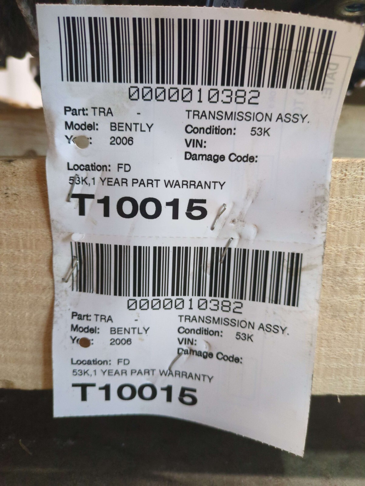 2006 Bentley Continental Automatic Transmission Assembly With 53,043 Miles