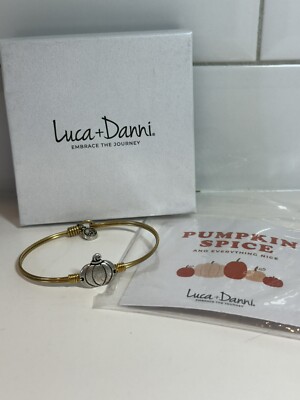 Luca + Danni PUMPKIN Spice BANGLE BRACELET 7.5'' Fall Rustic Silver Brass Gold
