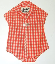 VINTAGE 1960'S MATTLE BARBIE DOLL RED WHITE CHECK PICNIC SET # 967