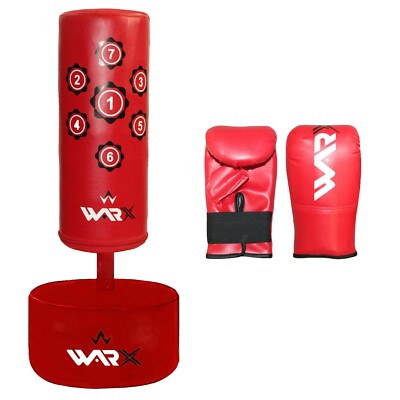 WARX Kinder/Junior Boxen FREISTEHENDER Boxsack Set Freistehender Sack + Handschuhe