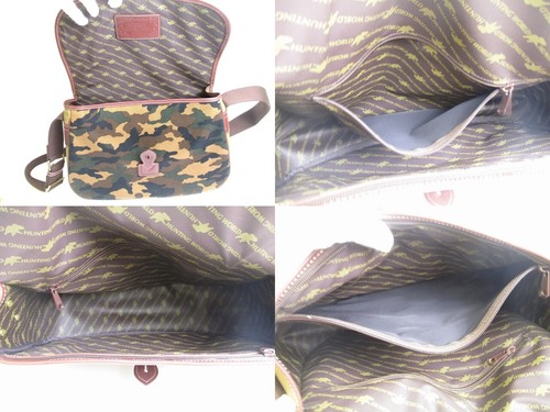 Auth HUNTING WORLD Safari Today Khaki Canvas Camouflage Messenger Bag #a772 - Picture 8 of 12