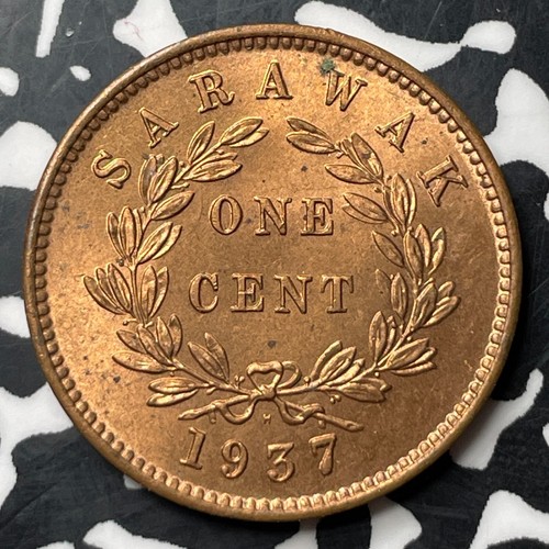 1937-H Sarawak 1 Cent Lot#MK258 High Grade! Beautiful!