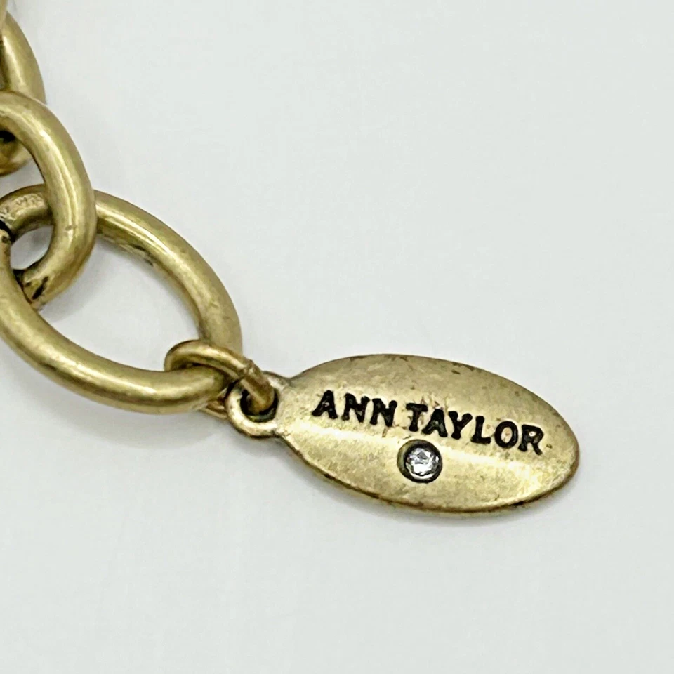 Ann Taylor Bold Facetado Strass Vidro Declaração Tom Dourado Colar Amarelo 18"" - Imagem 4 de 4