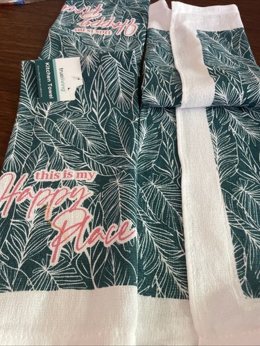 NWT~ 4 pc Kitchen Set~ 2 Towels Pot Holder & Oven Mitt~ This is my Happy Place - Picture 4 of 9