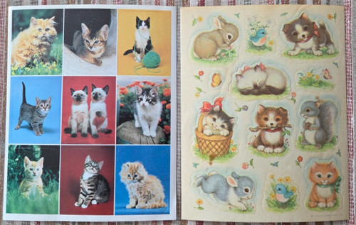 Vintage 1980s stickers cats kittens puppies dogs bunny rabbit bluebird